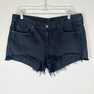 Rag & Bone Short Shorts Womens 29‎ Black Wash Stretch Cotton Raw Hem Boho Edgy